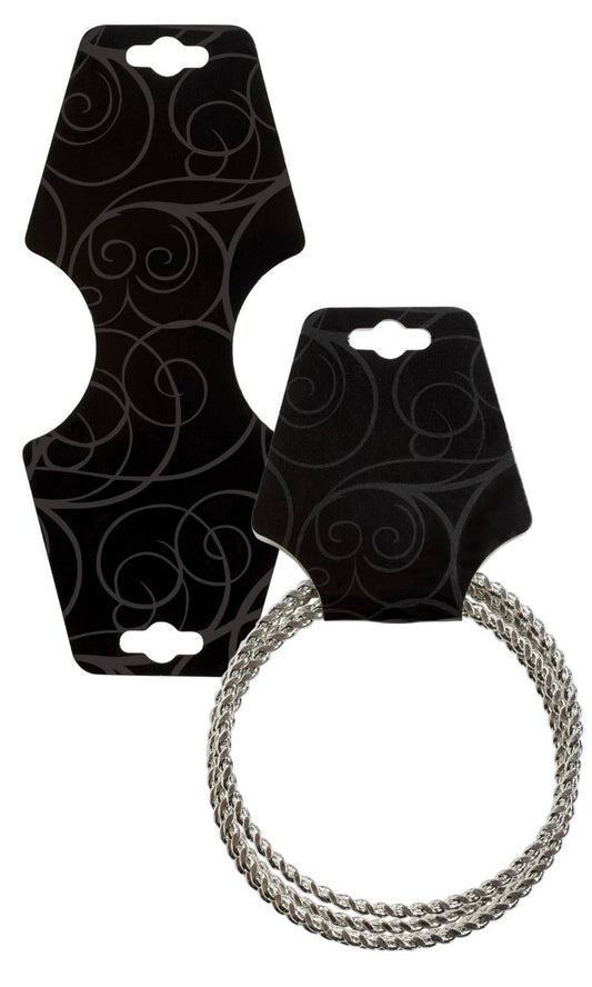 Black Swirl Self-Adhesive Necklace Foldovers - Pack of 50