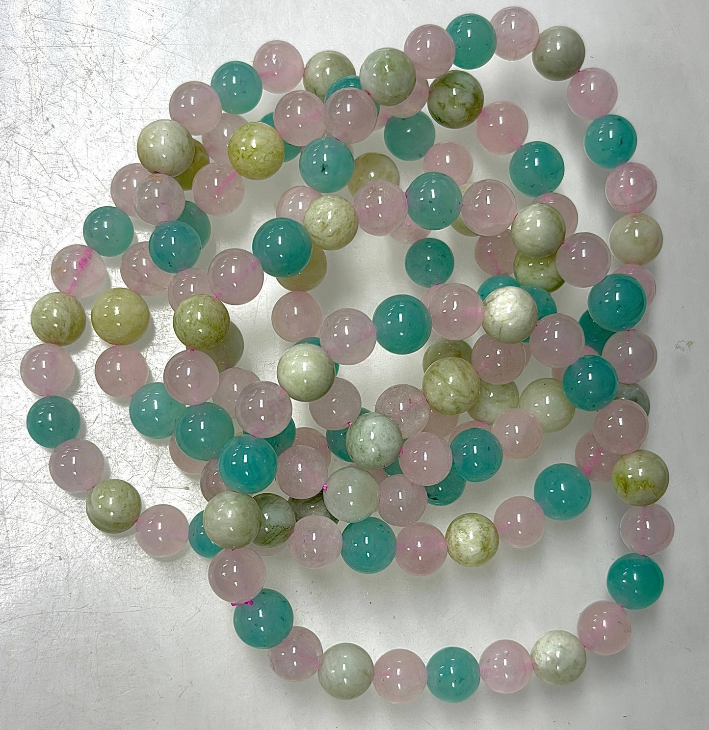 8mm Peace and Love Natural Crystal Healing Stretch Bracelet