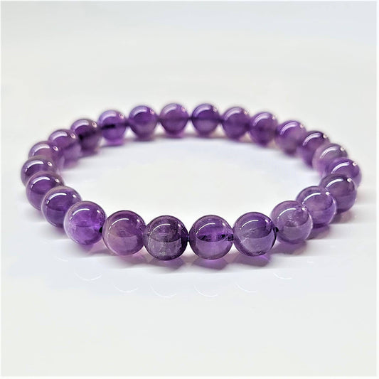 Natural Amethyst 8mm Bead Crystal Bracelet