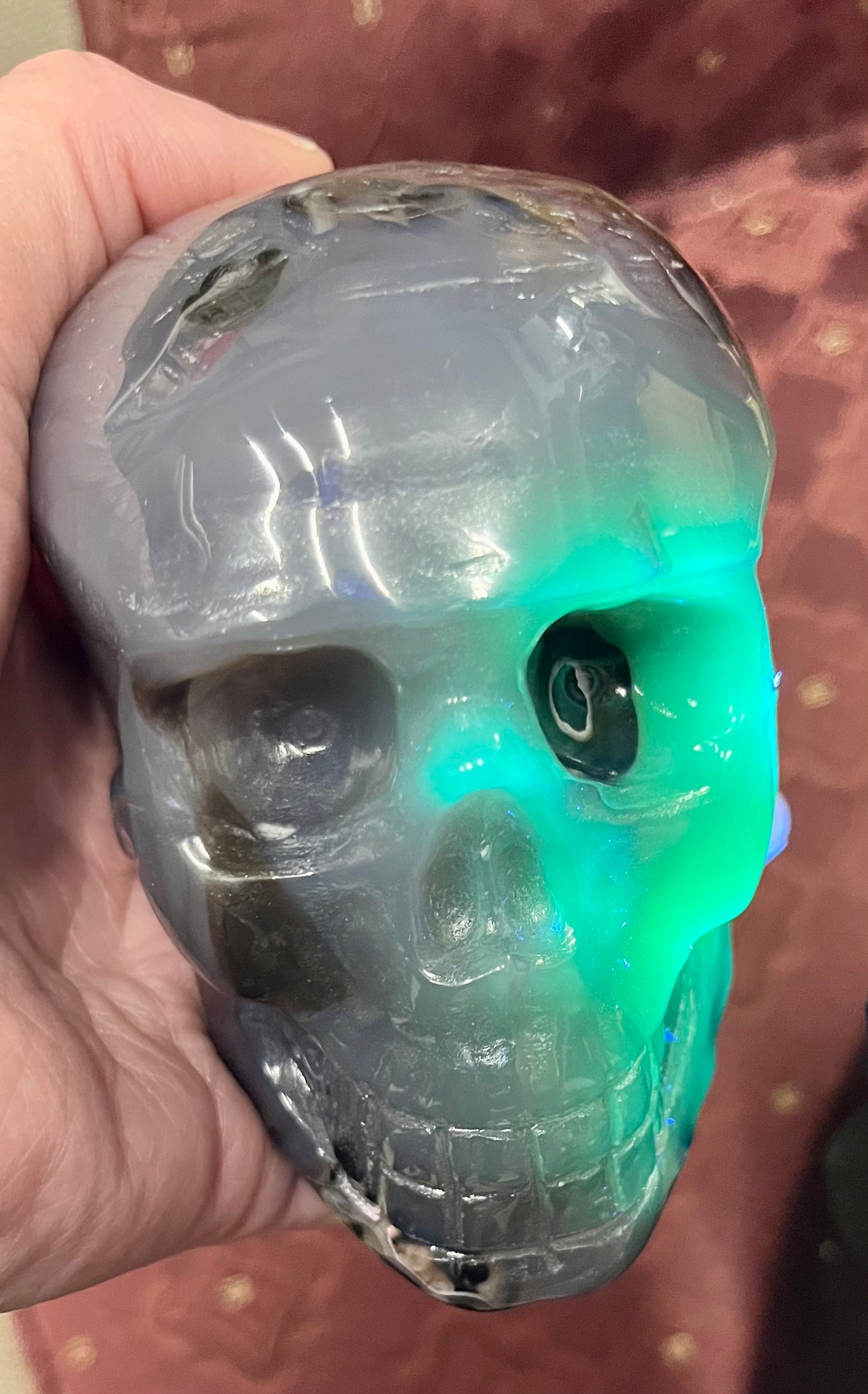 Carved Skull - Volcano Agate UV