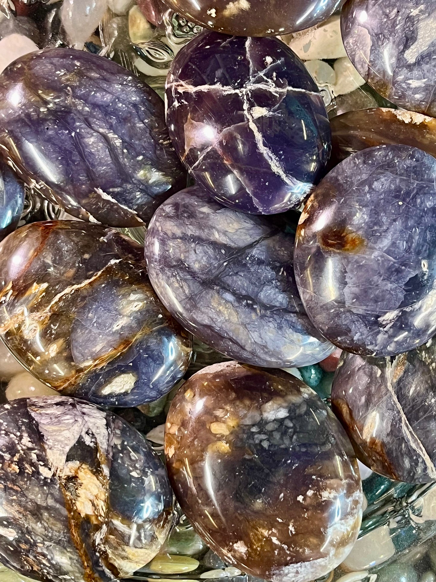 Purple Chalcedony Palm Stones