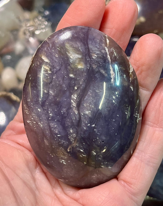 Purple Chalcedony Palm Stones