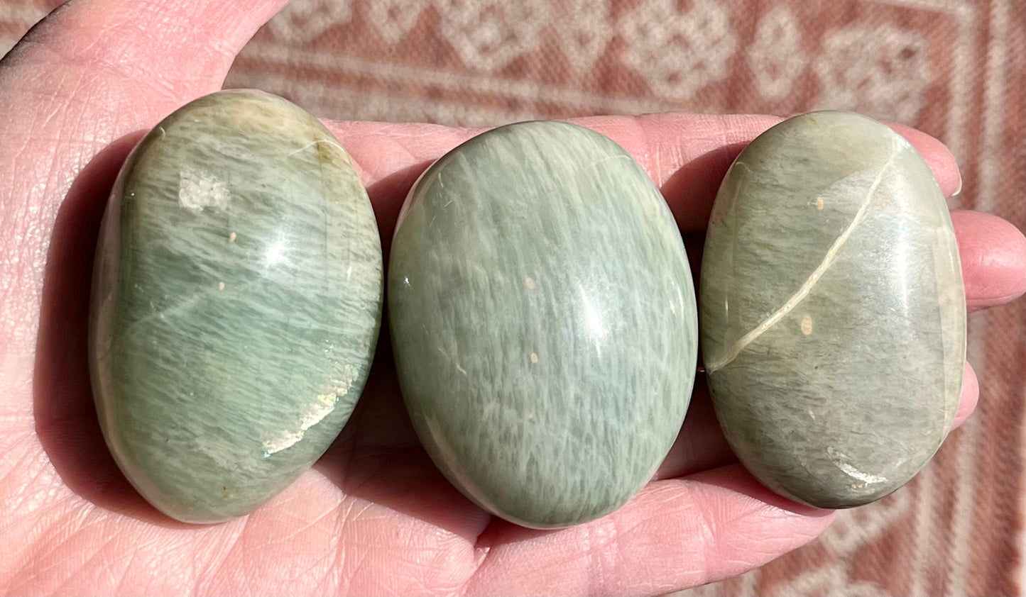 Green Moonstone or Garnierite Palm Stones