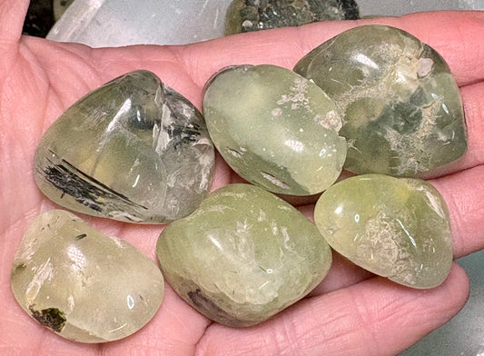 Prehnite with Epidot Tumbled Stones