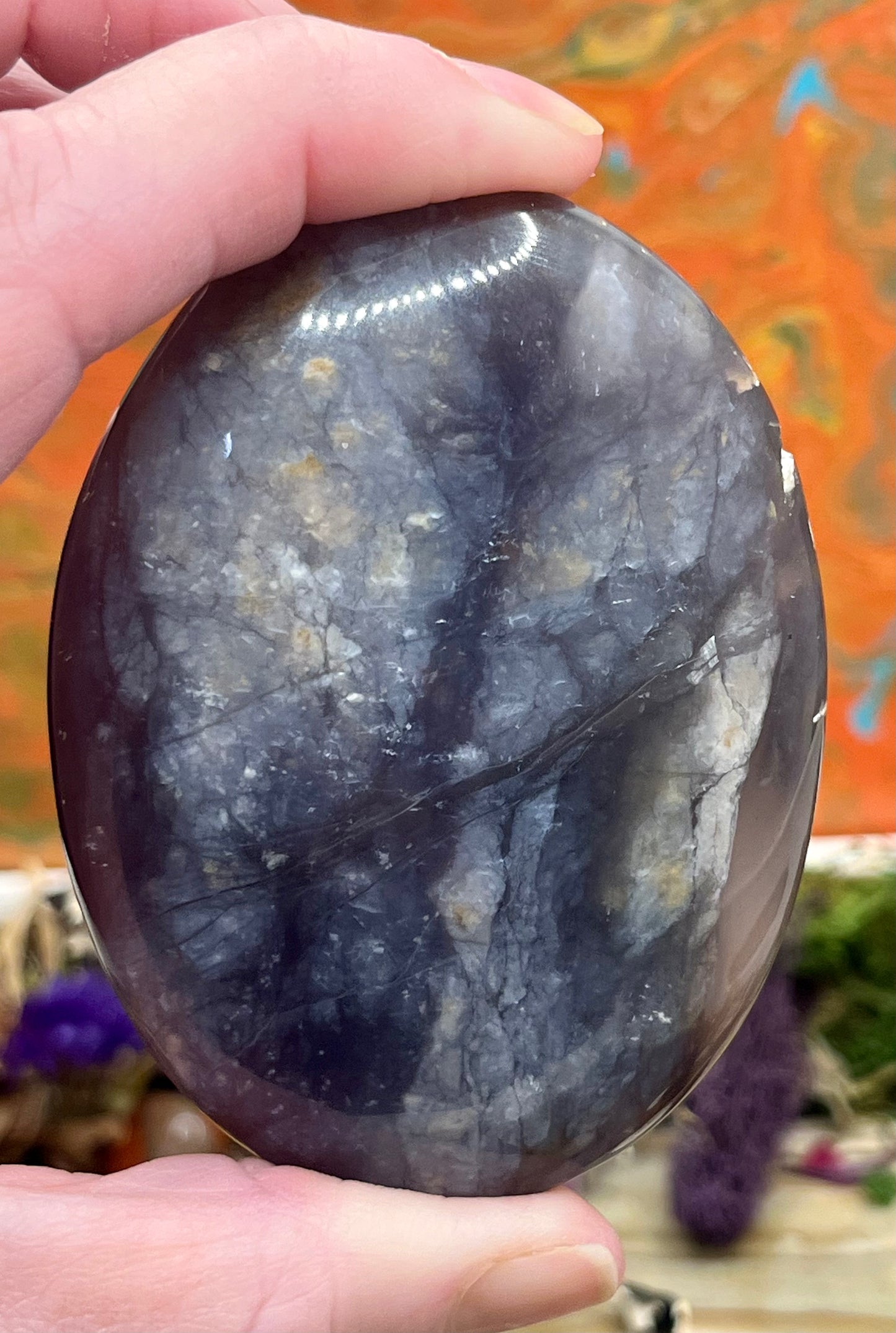 Purple Chalcedony Palm Stones