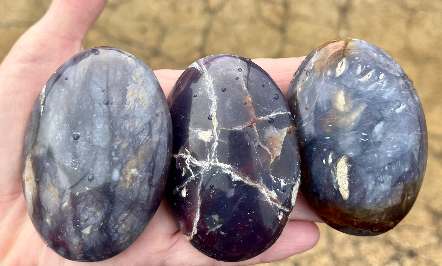 Purple Chalcedony Palm Stones