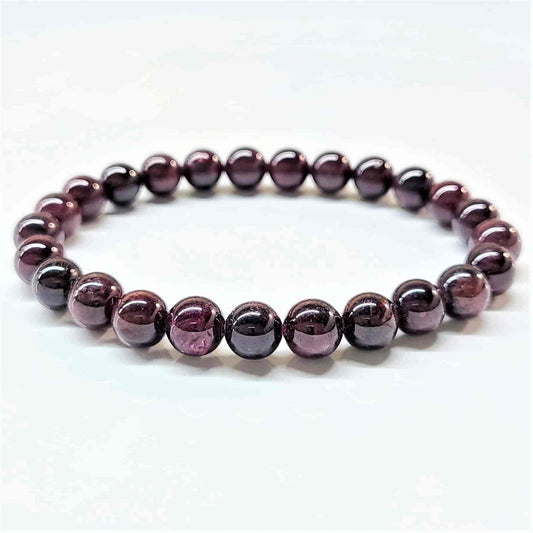 Garnet 8mm Bead Bracelet