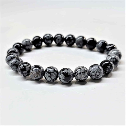 Snowflake Obsidian 8mm Bead Bracelet