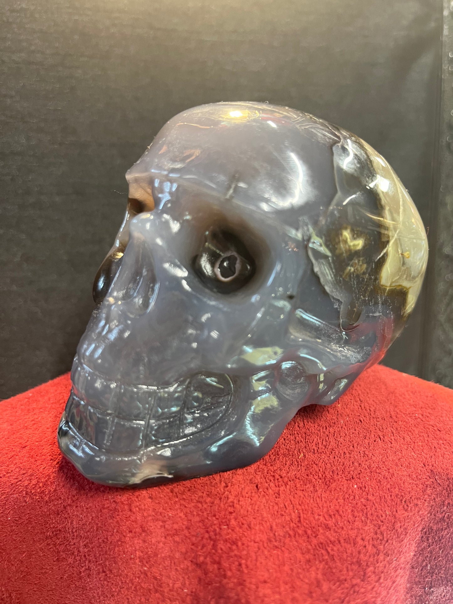 Carved Skull - Volcano Agate UV