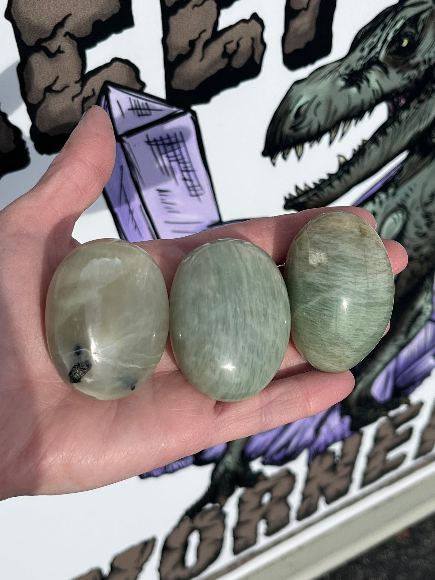 Green Moonstone or Garnierite Palm Stones