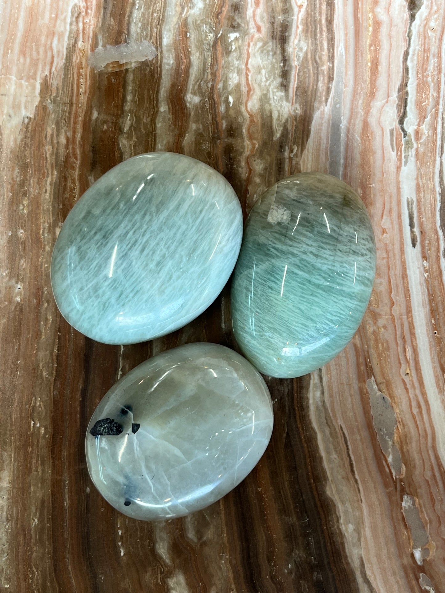 Green Moonstone or Garnierite Palm Stones