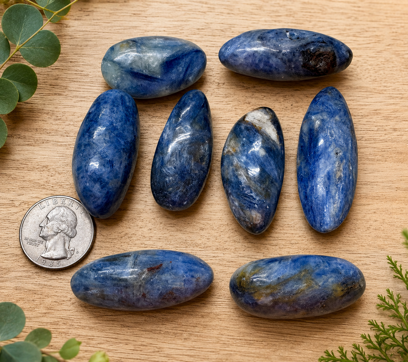 Blue Kyanite & Clear Quartz Tumbled Stones