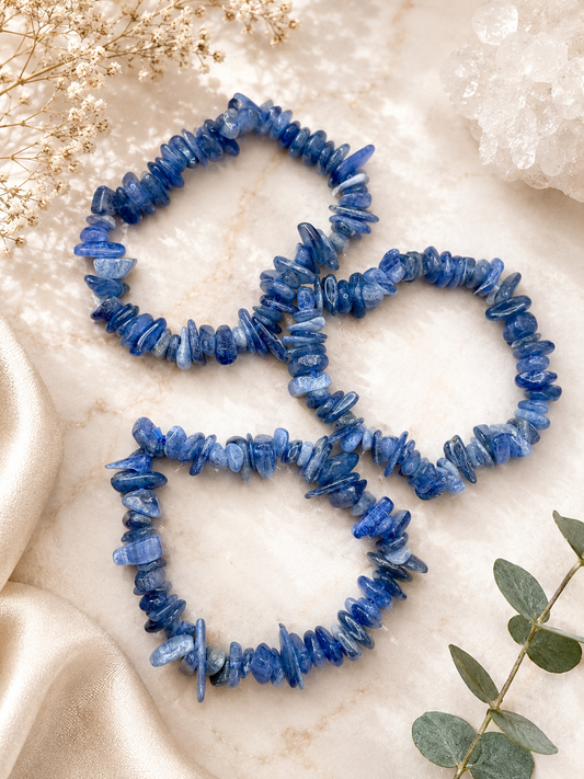 Blue Kyanite Polished Chip Bead Bracelet