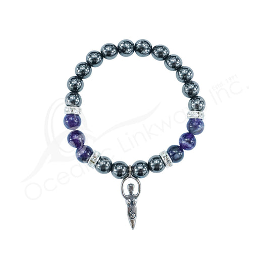 HEMATITE & AMETHYST GODDESS (8-8.5 MM) 7.15-7