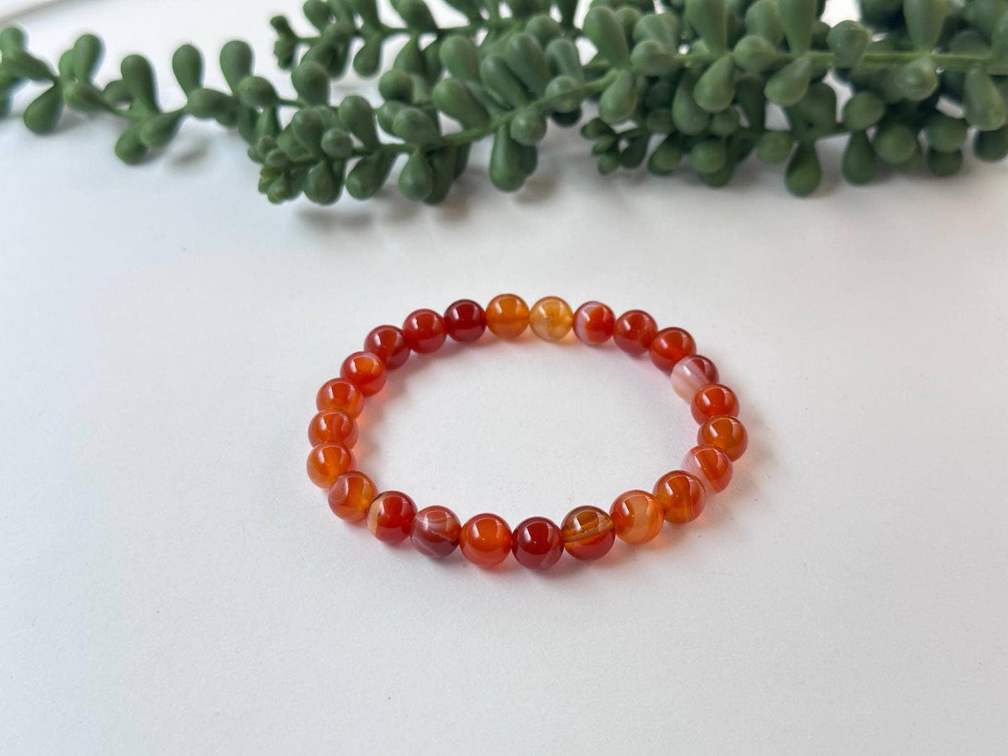 Banded Carnelian Stretchable Bracelet 8MM