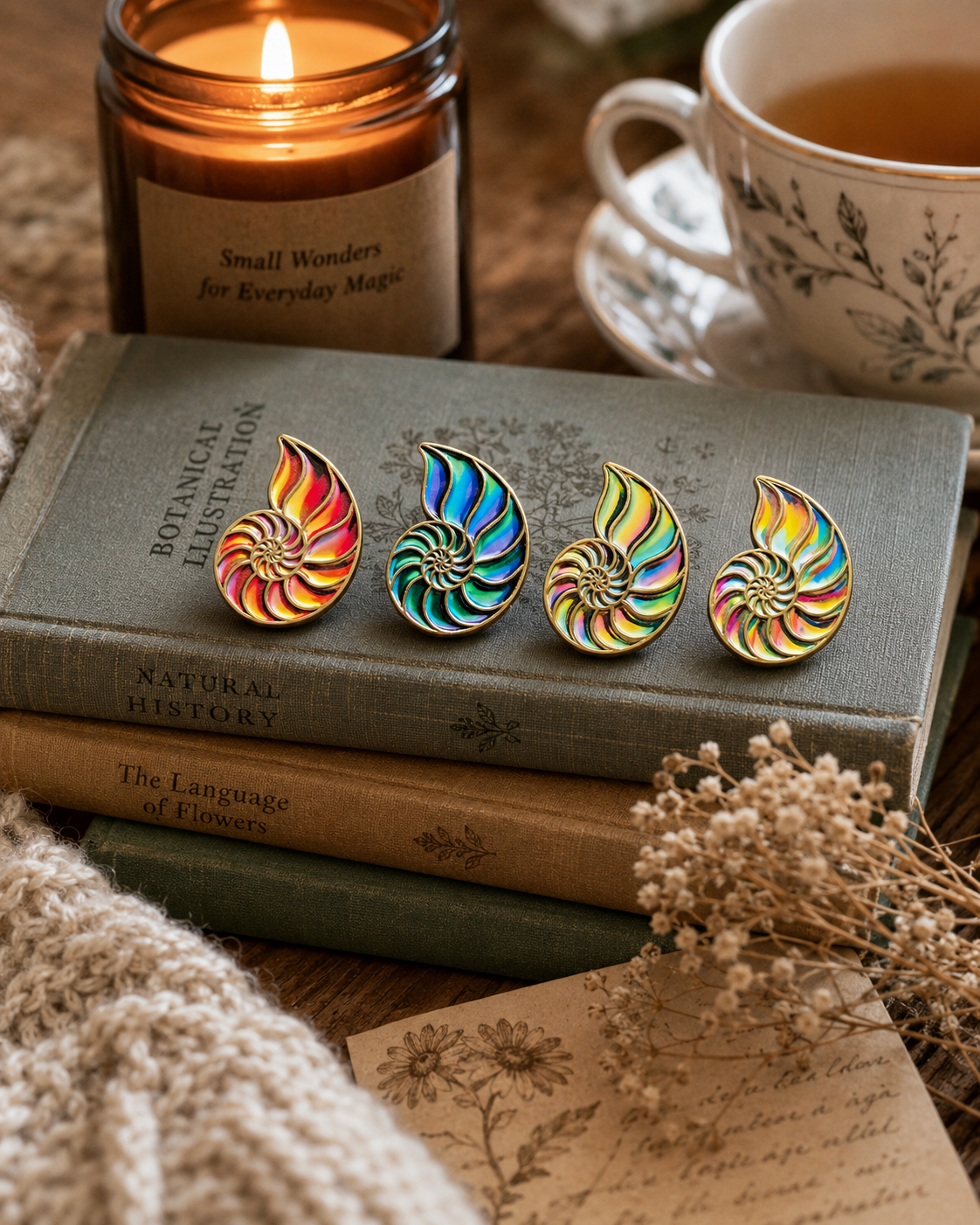 Ocean Spectrum — Nautilus Shell Assorted Pin 1Dz