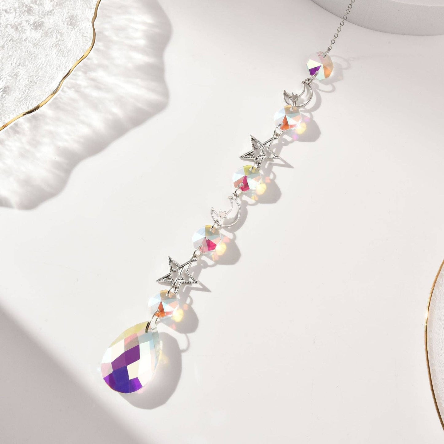 Simple Moon Crystal Balls Hanging Prism Suncatcher 8ZA7HLS25: Silver / #4