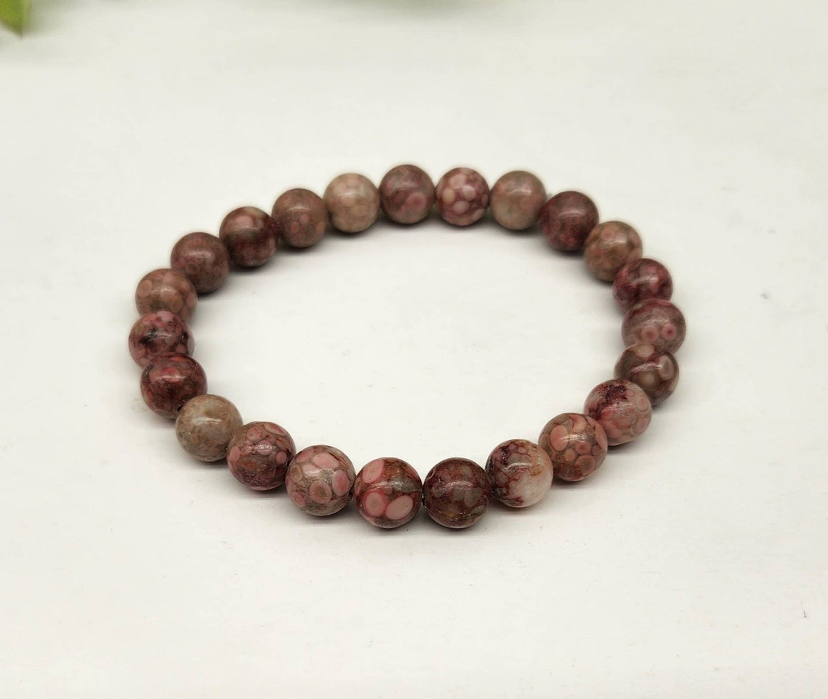 Chrysanthemum Stone Stretchable Bracelet 8mm beads-7.5"