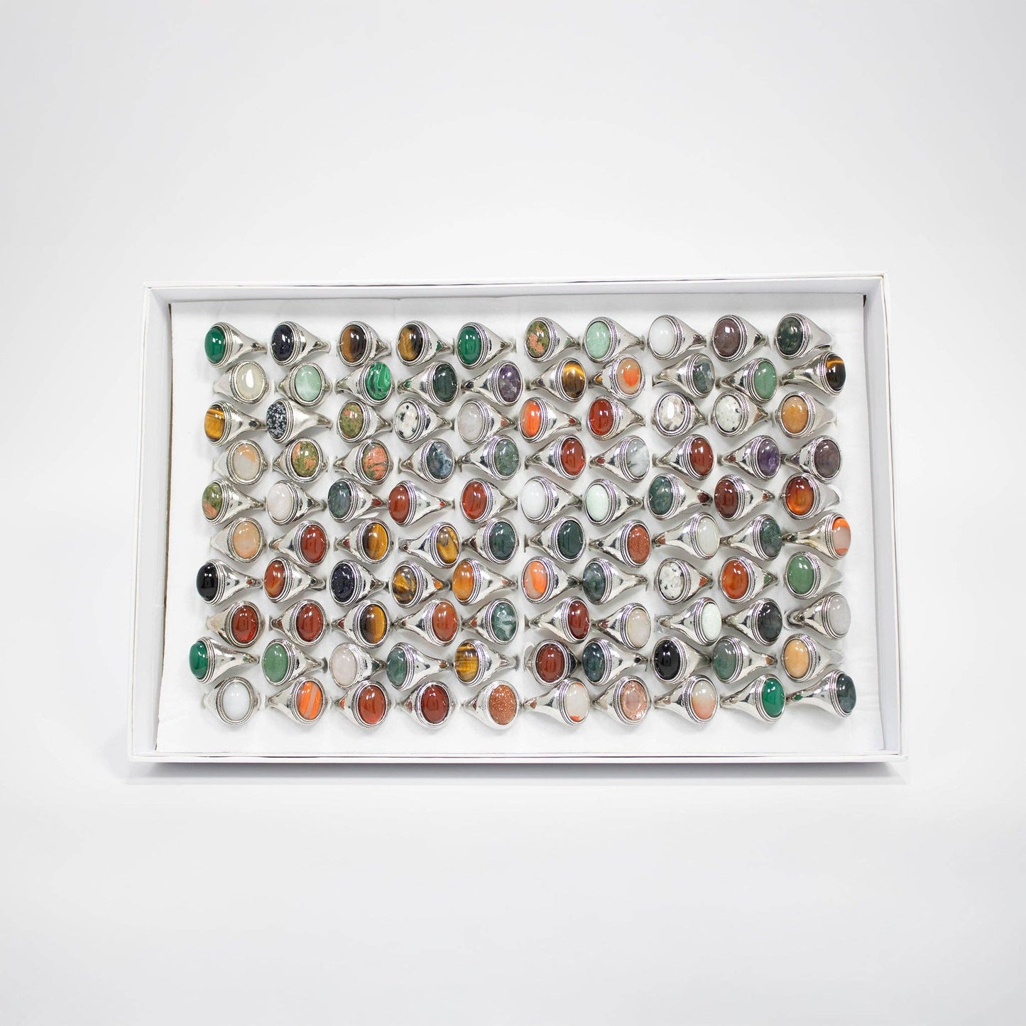 Gemstone Rings Assortment – 100 or 50 Mixed Stone Rings: Assorted Lg 50