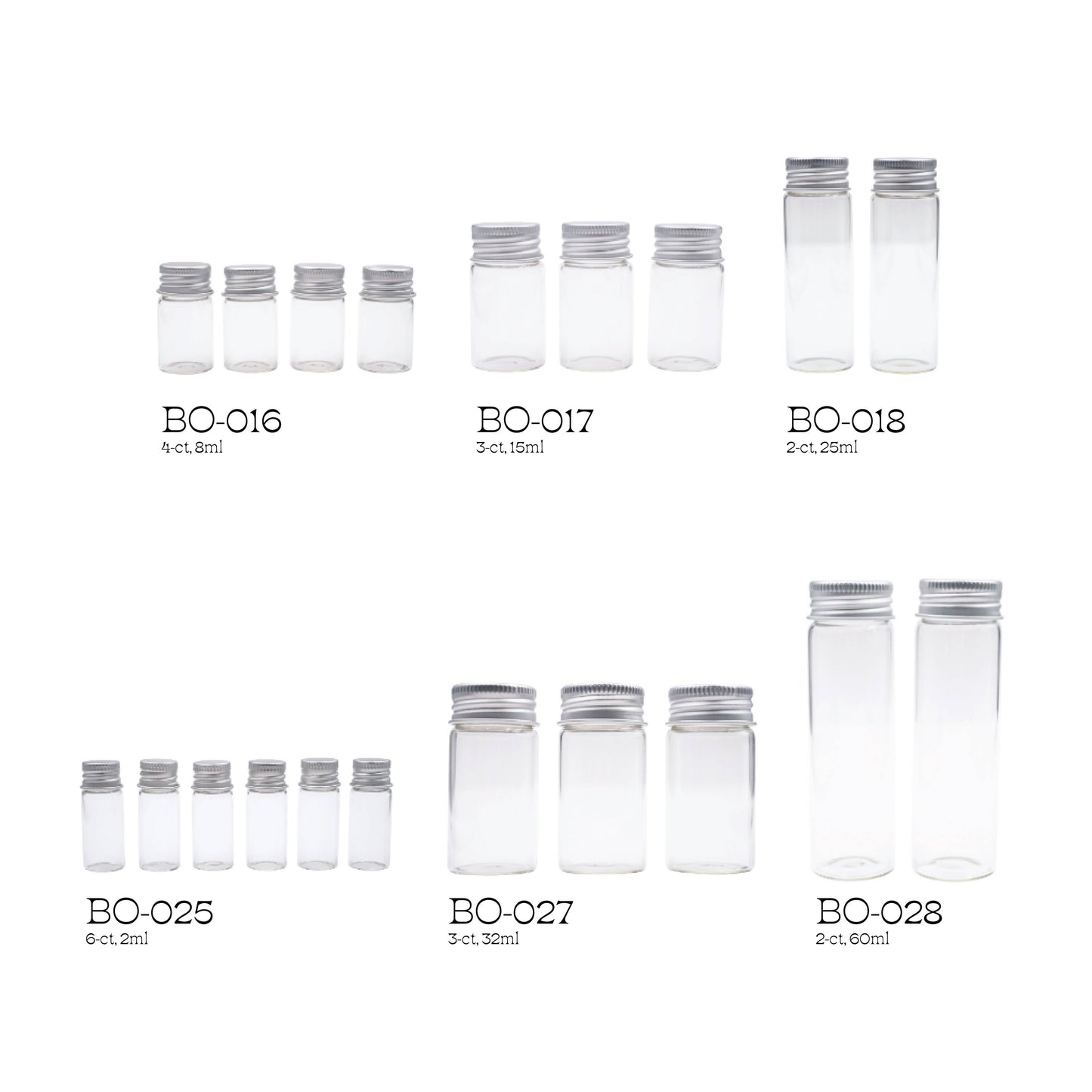 Small Glass Bottle w/ Screw Cap: BO-017 2.5cm x 5cm (3-ct)