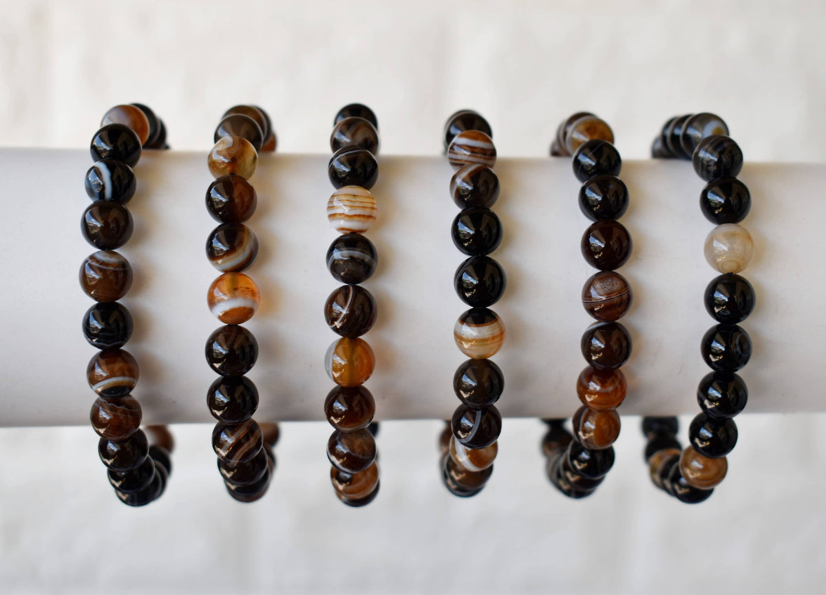 Healing Bracelet | Black Sulemani Agate | Gemstone Bracelet: 8mm