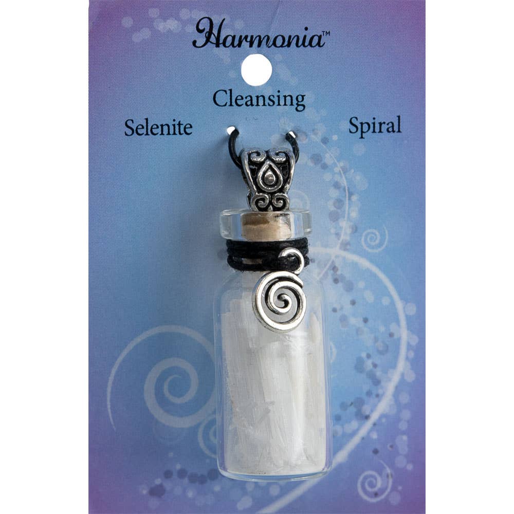 Gemstone Chip Bottle Necklace - Selenite w/ Spiral (Each)