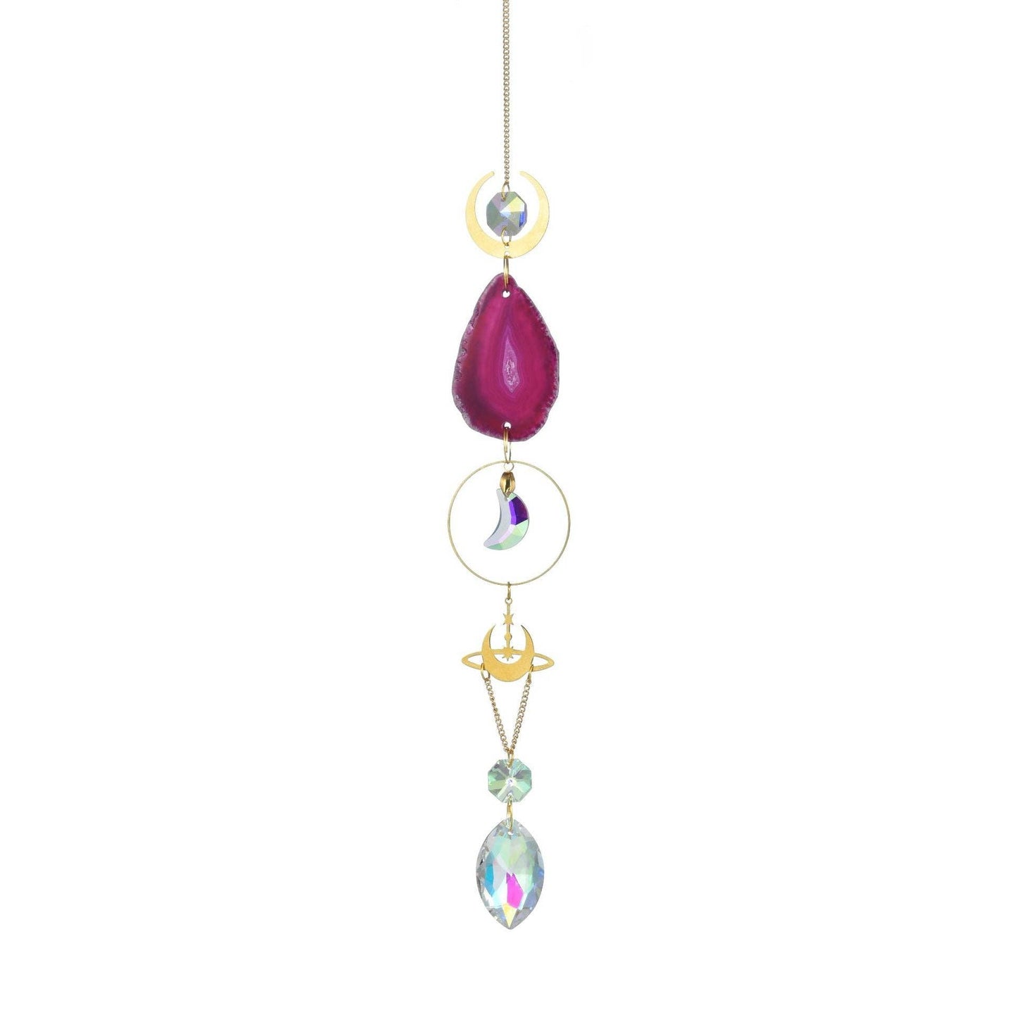 Colorful Agate Sun Moon Crystal Suncatcher DP25D687: Purple