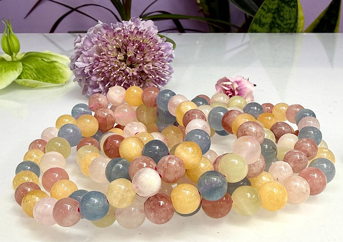 8mm Mixed Natural Calcite Crystal Healing Stretch Bracelet
