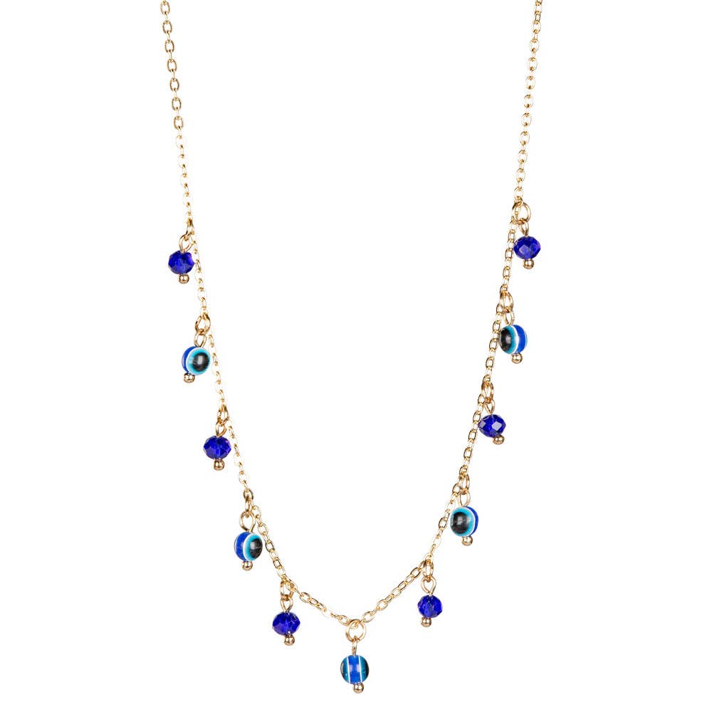 MOON/STAR MULTI COLORED EVIL EYE NECKLACE