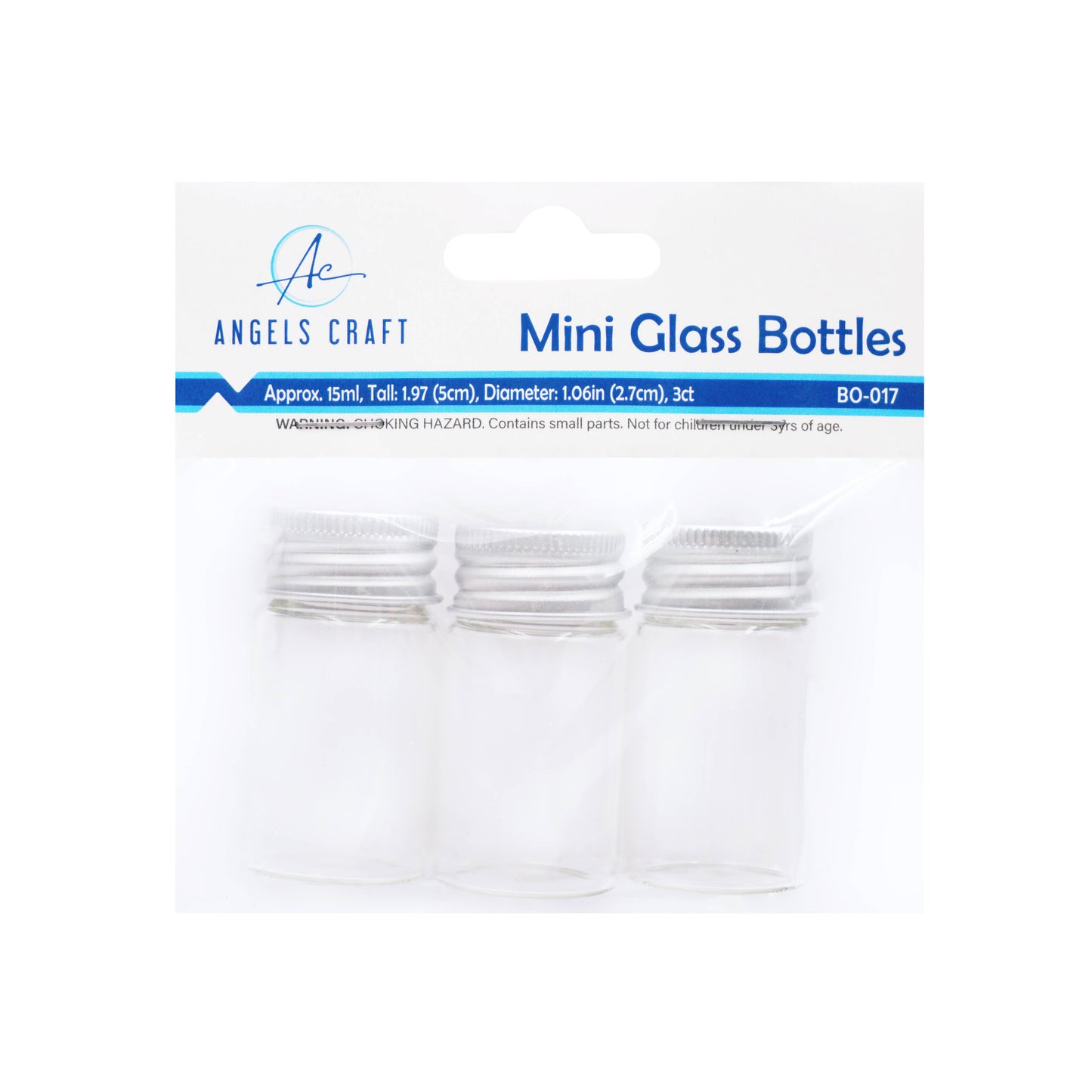 Small Glass Bottle w/ Screw Cap: BO-025 1.6cm x 4cm (6-ct)