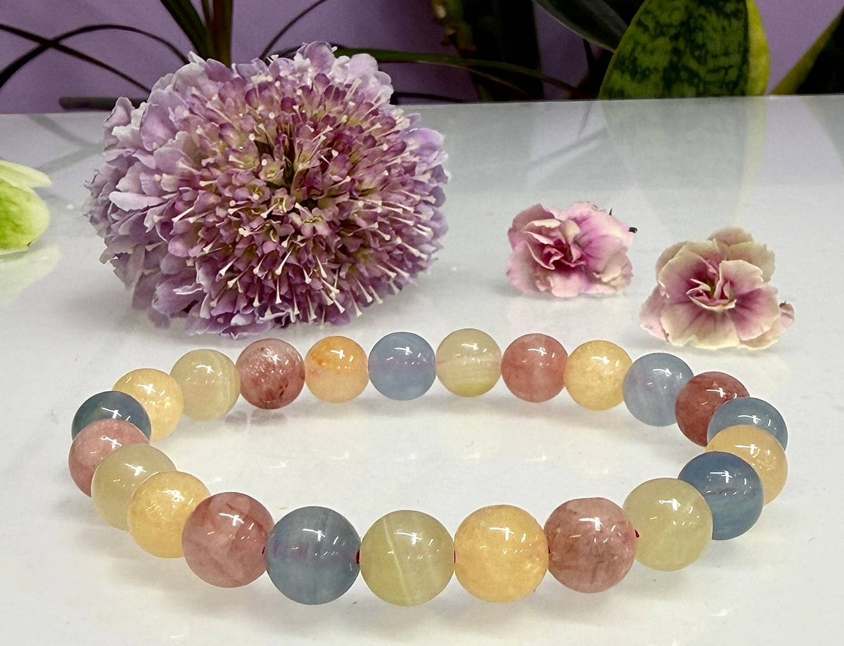 8mm Mixed Natural Calcite Crystal Healing Stretch Bracelet