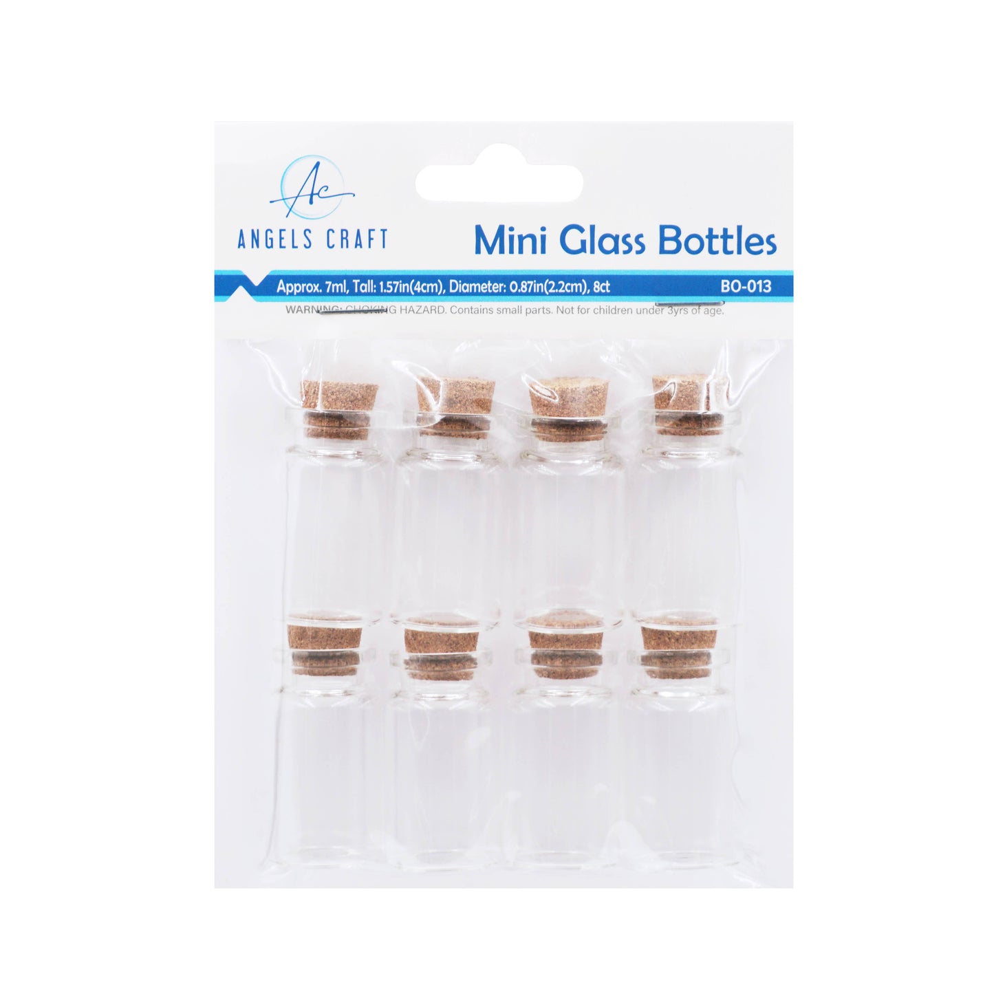 Small Glass Bottle w/ Cork Cap: BO-008 2cm x 4.5-7.5cm (4-ct)