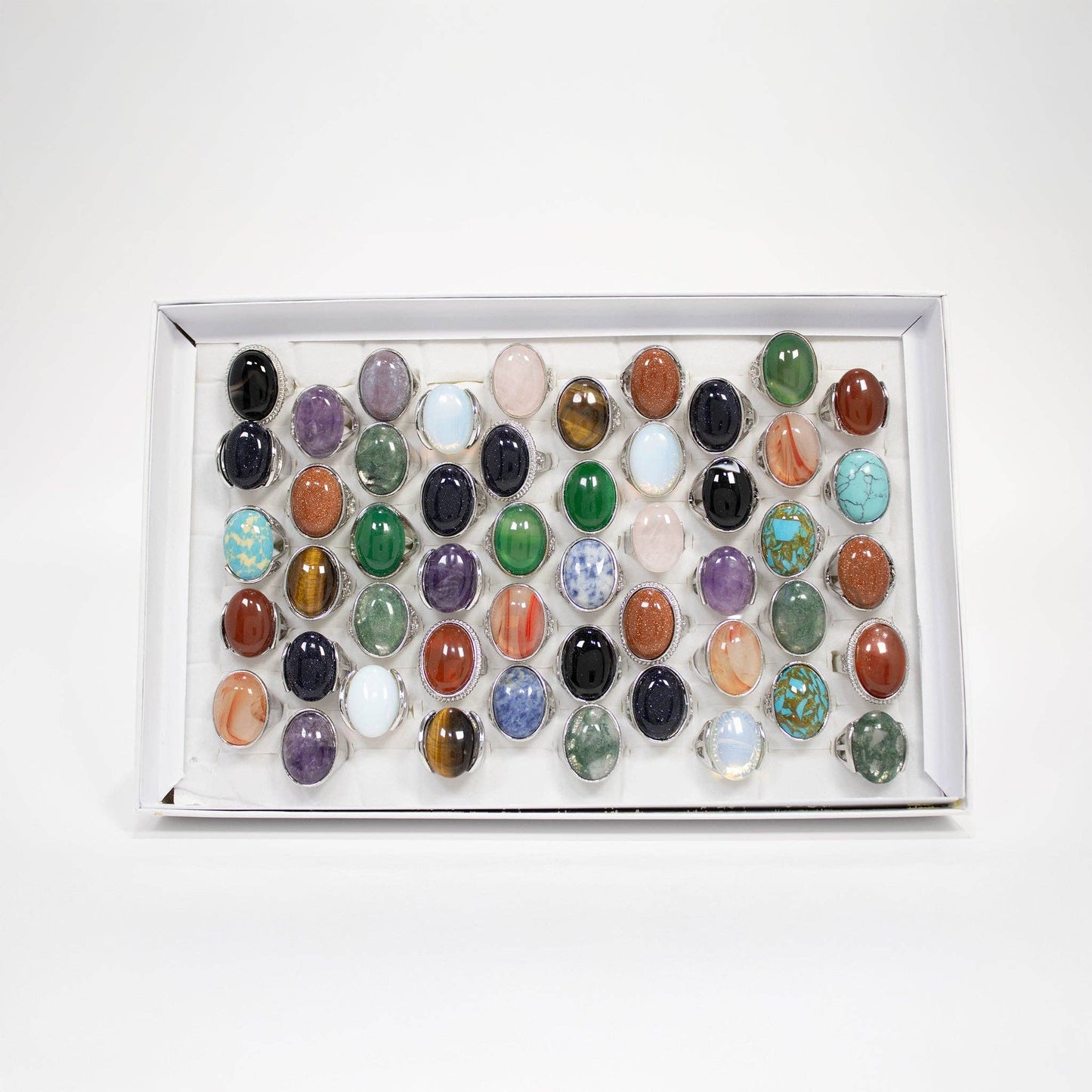 Gemstone Rings Assortment – 100 or 50 Mixed Stone Rings: Assorted Lg 50