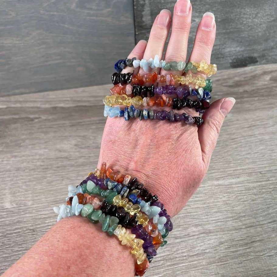 Multi-Stone Gemstone Chip Bracelets –  Wholesale Crystals: Rose Quartz Amethyst