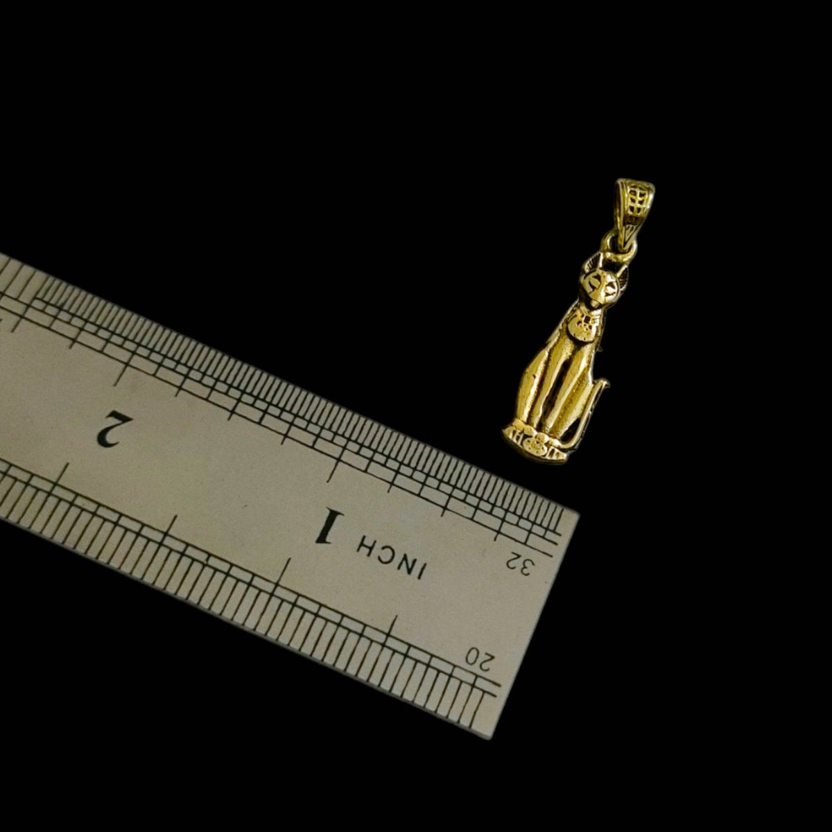 Gold Goddess Bastet Cat Pendant Necklace, Egyptian Revival Jewelry: Pendant Only
