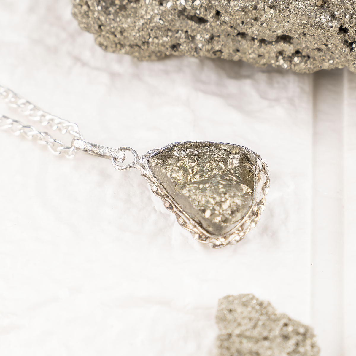 Crystal Pendant | Pyrite Necklace | Wealth Protection