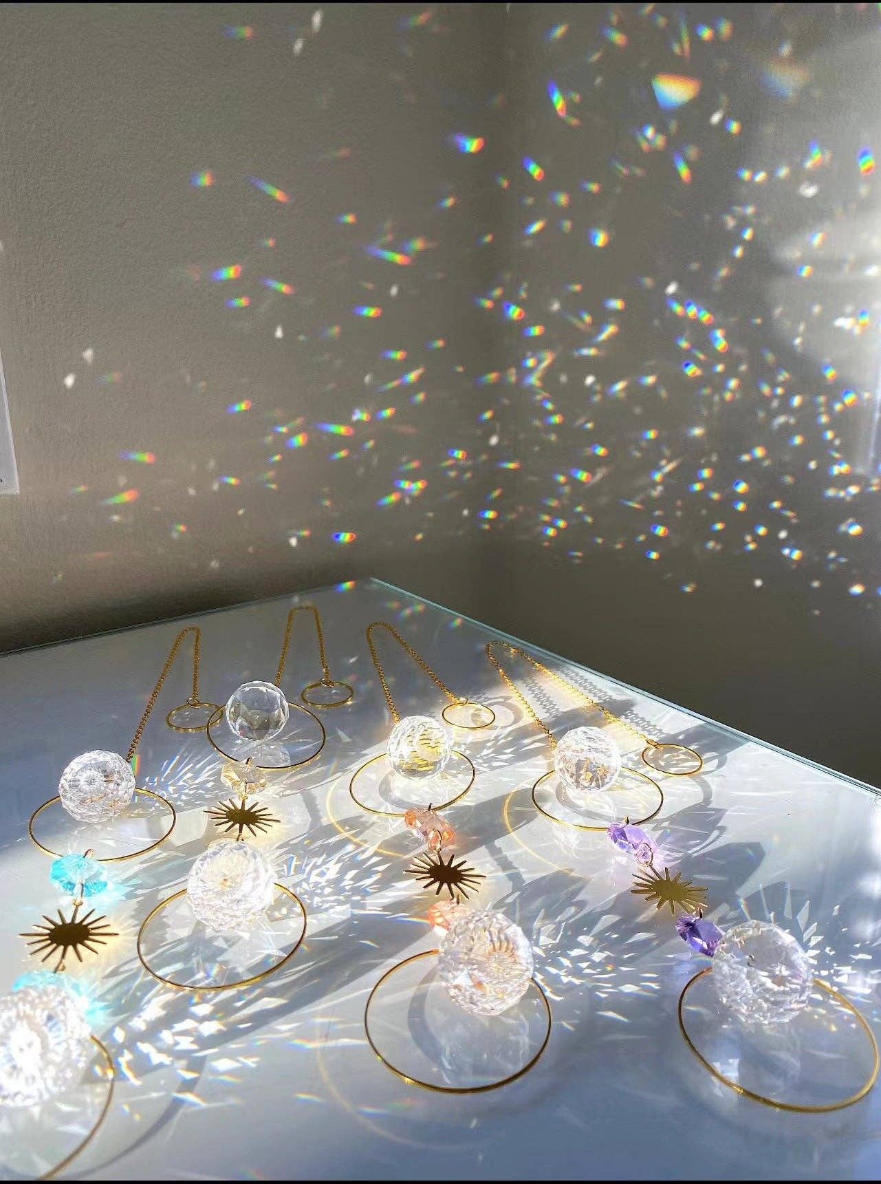 Crystal Ball Geometric Hanging Sun Catcher 8ZA7HLS32: Pink