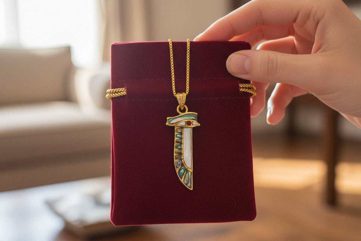Gold Eye of Horus Necklace, Mother of Pearl Egyptian Pendant: Pendant Only