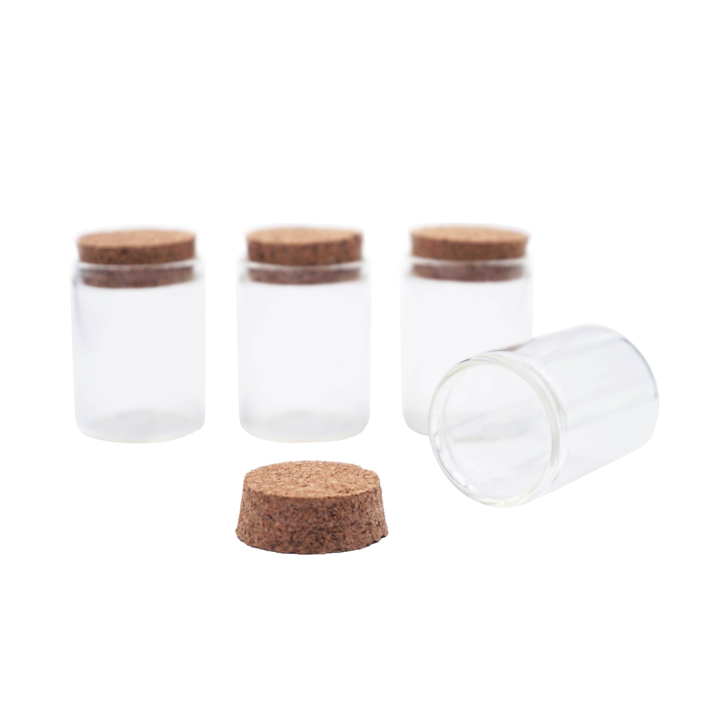 Small Glass Bottle w/ Cork Cap: BO-008 2cm x 4.5-7.5cm (4-ct)