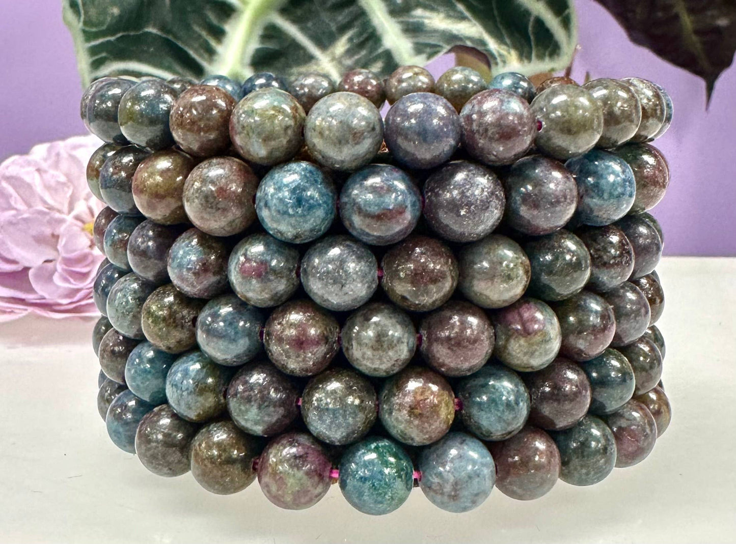 8mm Natural Ruby Kyanite Crystal Healing Stretch Bracelet 