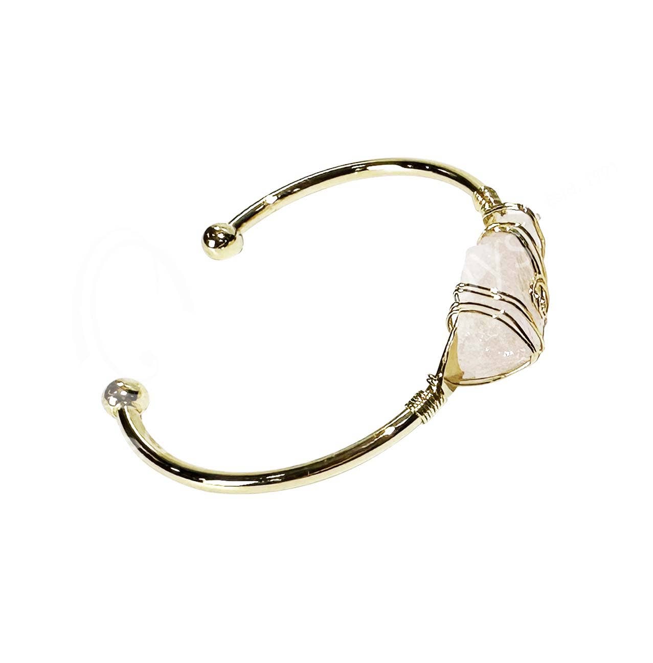 (PC)BRACELET - BRASS ADJUSTABLE WIRE WRAP ROSE QUARTZ 2.5-2.
