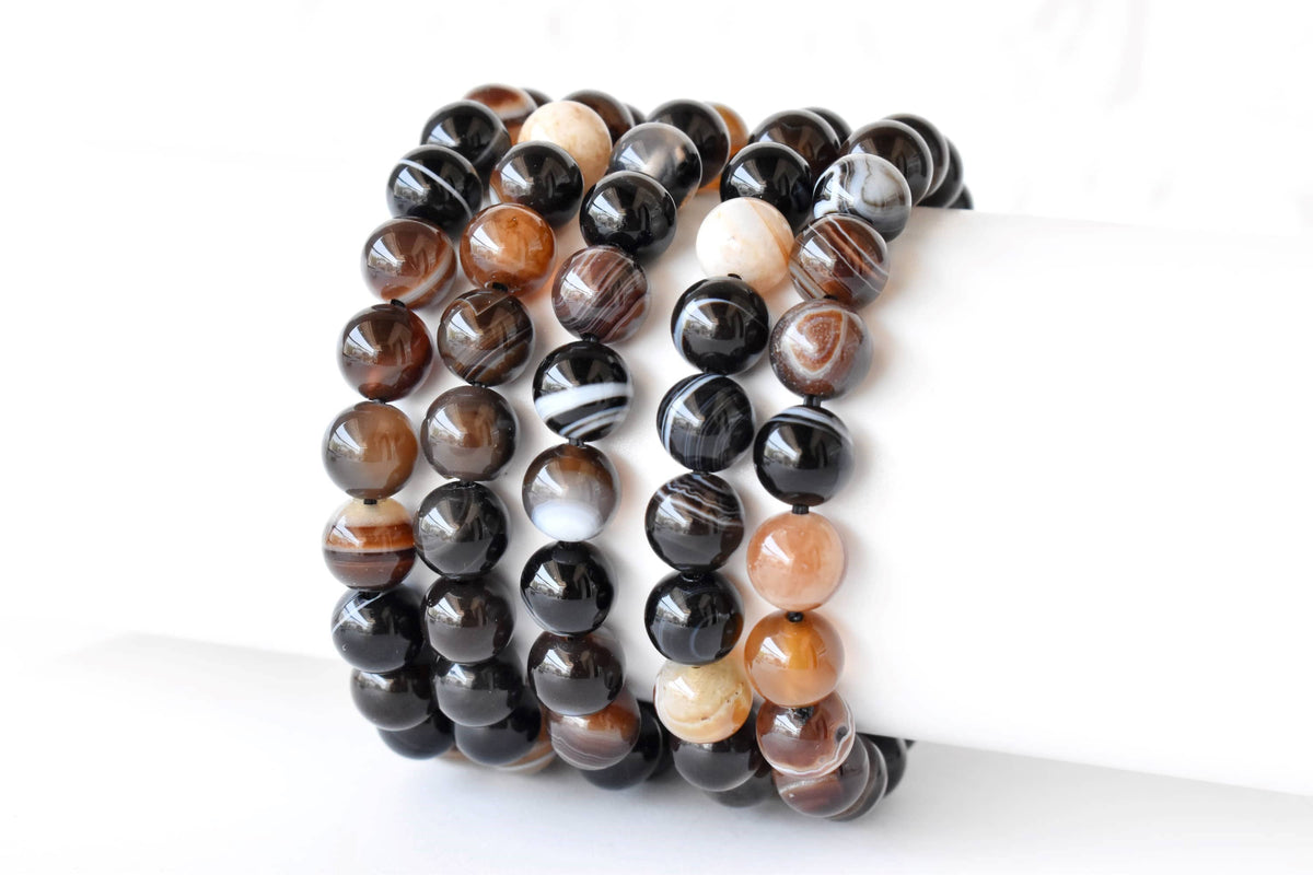 Healing Bracelet | Black Sulemani Agate | Gemstone Bracelet: 8mm