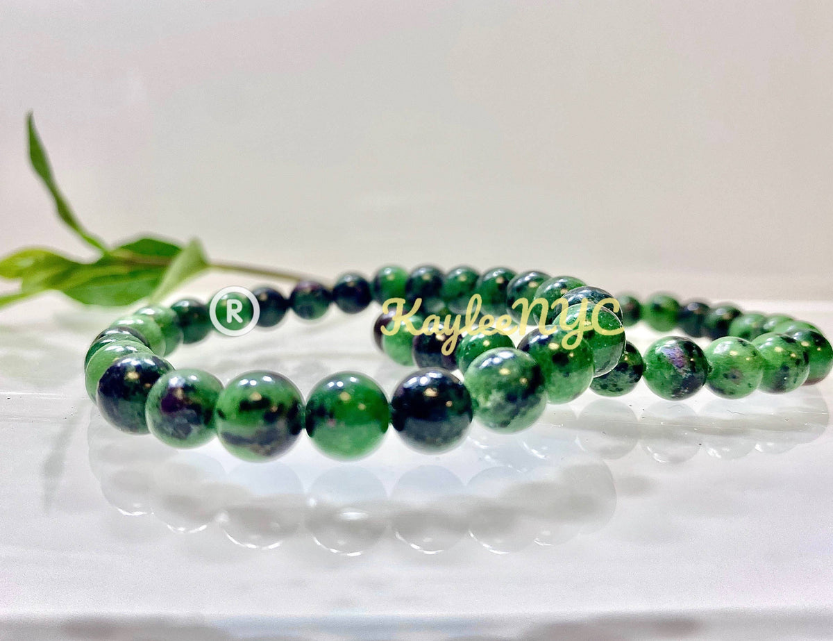 Natural Ruby Zoisite 8mm Crystal Healing Stretch Bracelet