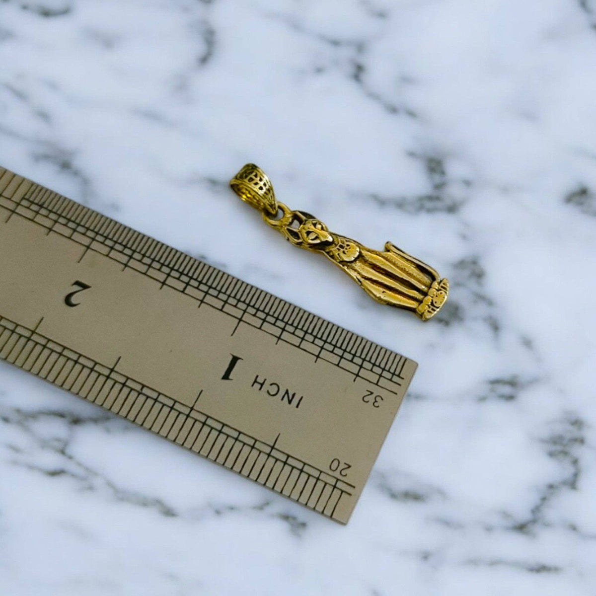 Gold Goddess Bastet Cat Pendant Necklace, Egyptian Revival Jewelry: Pendant Only