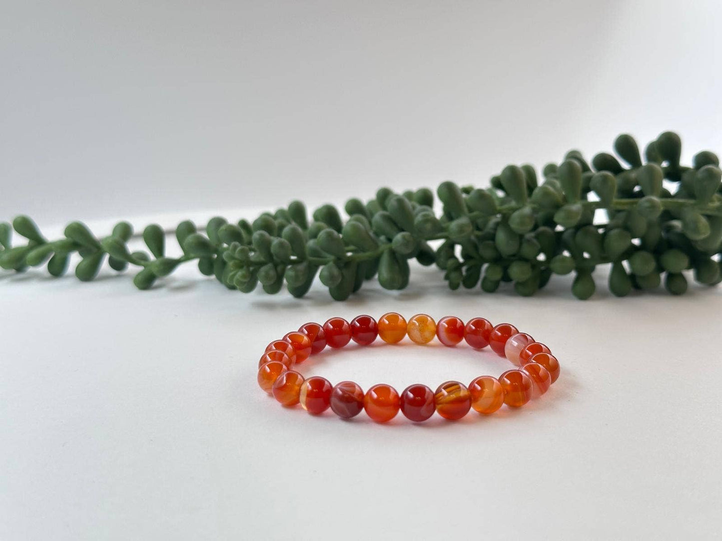 Banded Carnelian Stretchable Bracelet 8MM