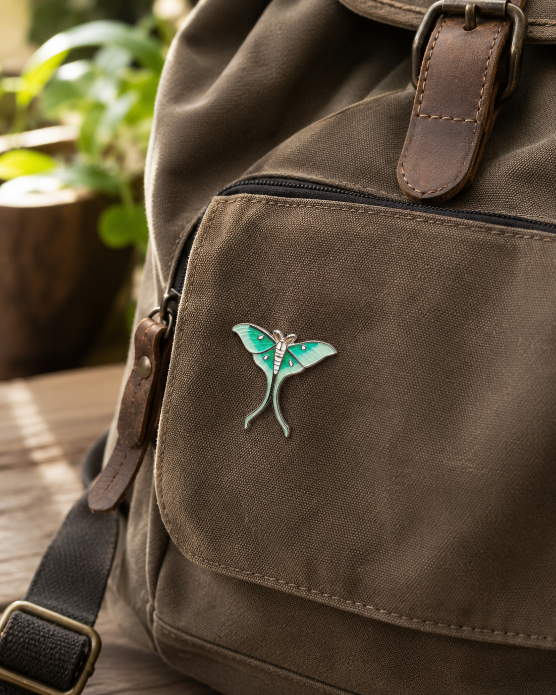 Silver Luna moth Moonwing Pin