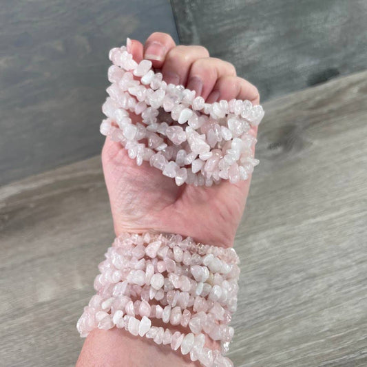 Gemstone Chip Bracelets – Common Crystals in Bulk Wholesale: Rose Quartz