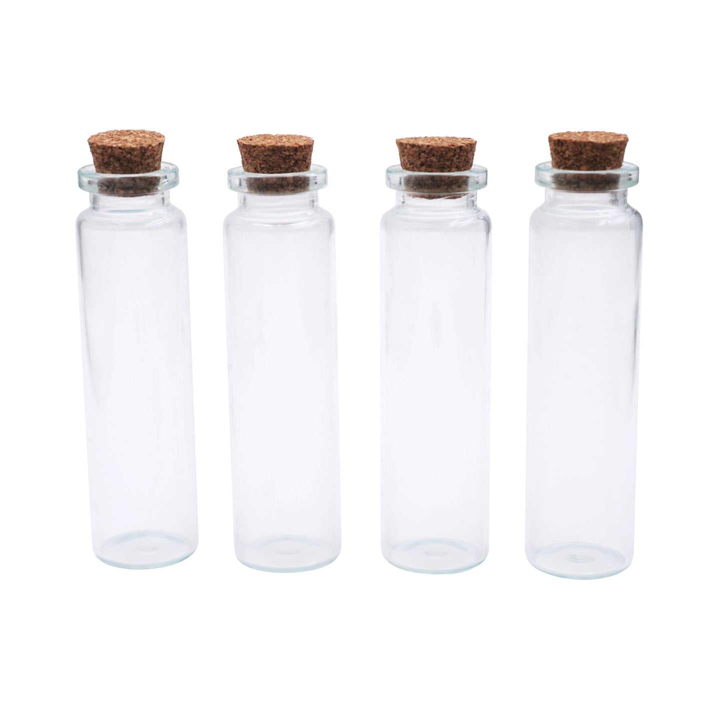 Small Glass Bottle w/ Cork Cap: BO-008 2cm x 4.5-7.5cm (4-ct)