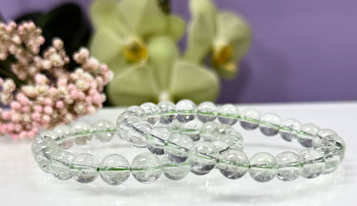 8mm Prasiolite Crystal Healing Stretch Bracelet 7.5"