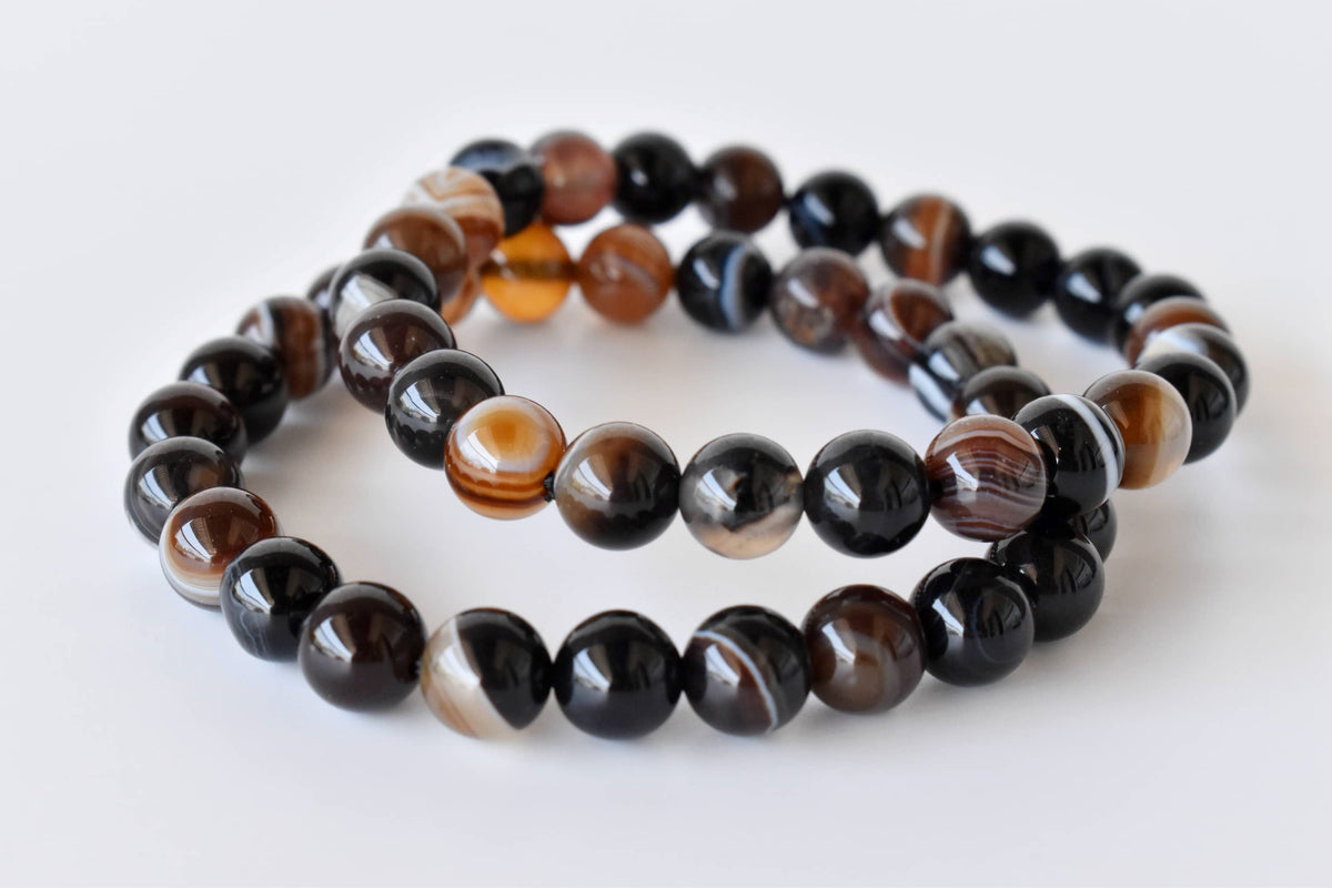 Healing Bracelet | Black Sulemani Agate | Gemstone Bracelet: 8mm